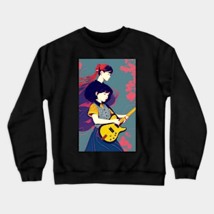 girl playing guitar Crewneck Sweatshirt